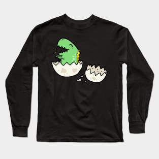 Hatching from egg baby dinosaur Long Sleeve T-Shirt